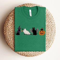 black cat shirt, halloween ghost shirt, halloween pumpkin shirt, halloween cat shirt, cat lover shirt, trick or treat sh