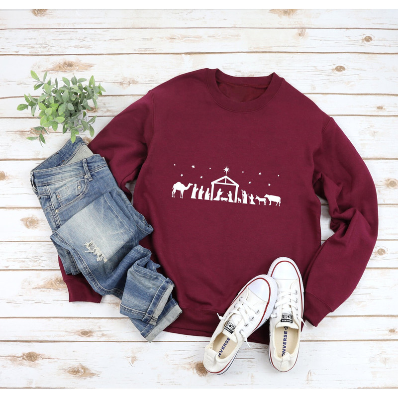 Christian Sweatshirt, Nativity Scene Sweatshirt, Christmas Nativity Sweatshirt, True Story Nativity Hoodie, Religious Christmas Gifts, Jesus.jpg