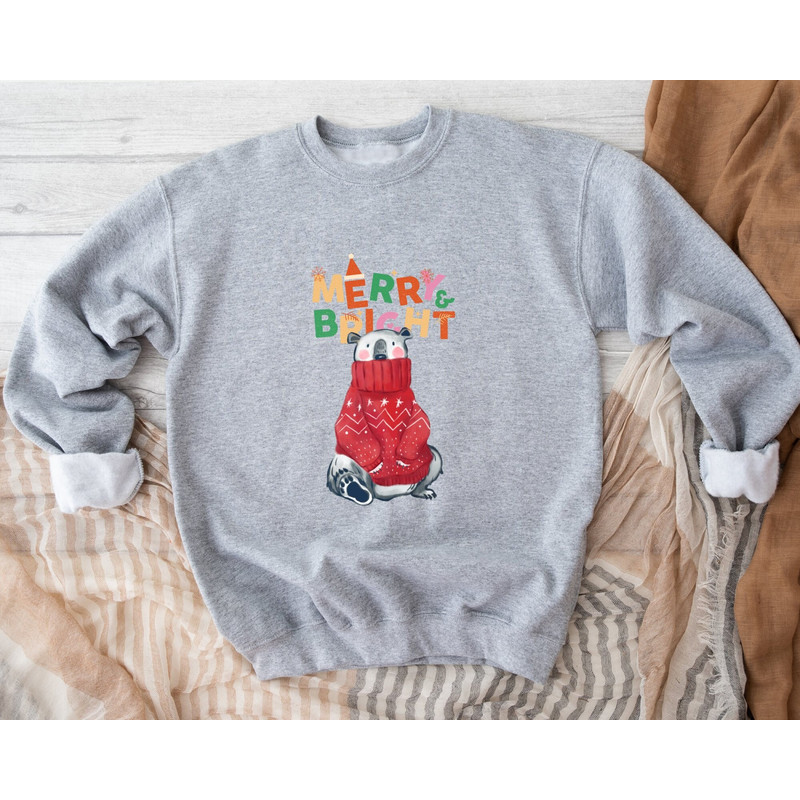 Christmas Bear Sweatshirt, Christmas Polar Bear Lights Sweatshirt, Christmas Gift for Women, Christmas Sweatshirt, Xmas Polar Bear Hoodie.jpg