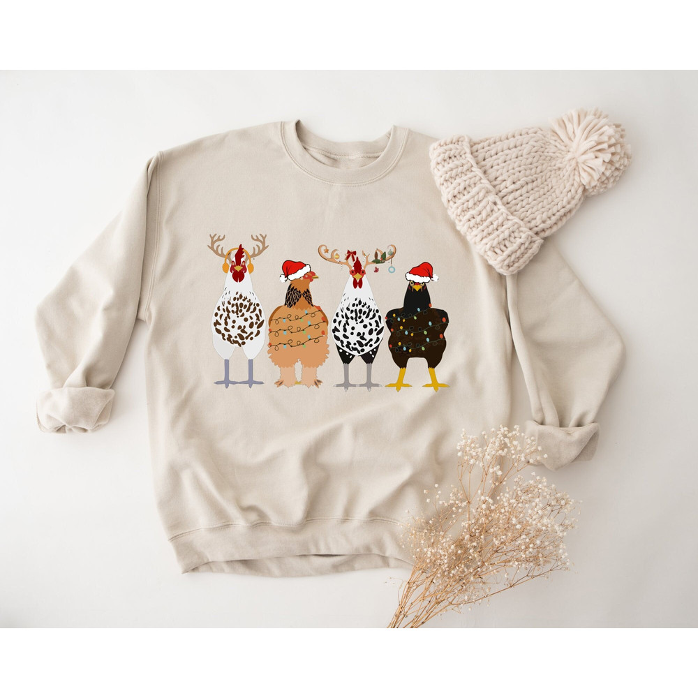 Christmas Chicken Sweatshirt, Funny Christmas Hoodie, Ugly Christmas Sweatshirt, Chicken Lover Gift, Christmas Sweatshirt, Christmas Gift.jpg