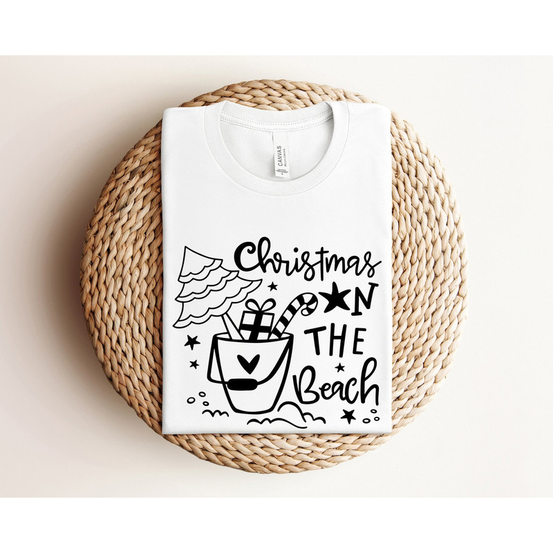 Christmas On The Beach Shirt, 2023 Tropical Christmas Shirts, Hawaii Christmas Family Matching Shirt, Christmas Palm Tree Shirt, Xmas Shirt.jpg