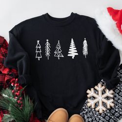 christmas sweatshirt, womens christmas sweater, christmas crewneck pullover, christmas tree holiday sweaters, winter swe