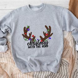 christmas with the herd sweatshirt, family christmas sweatshirts, family christmas hoodies, cute christmas sweatshirt, c