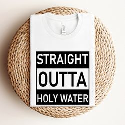 straight outta holy water baby baptism toddler shirt, newborn apparel, christening baby outfit, baptism clothing gift, b