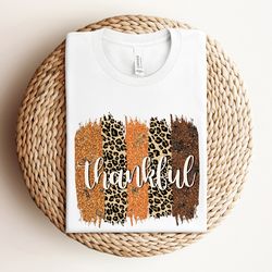 thankful leopard print shirt, thanksgiving shirt for women, mom fall shirt, autumn shirt for women, thanksgiving dinner