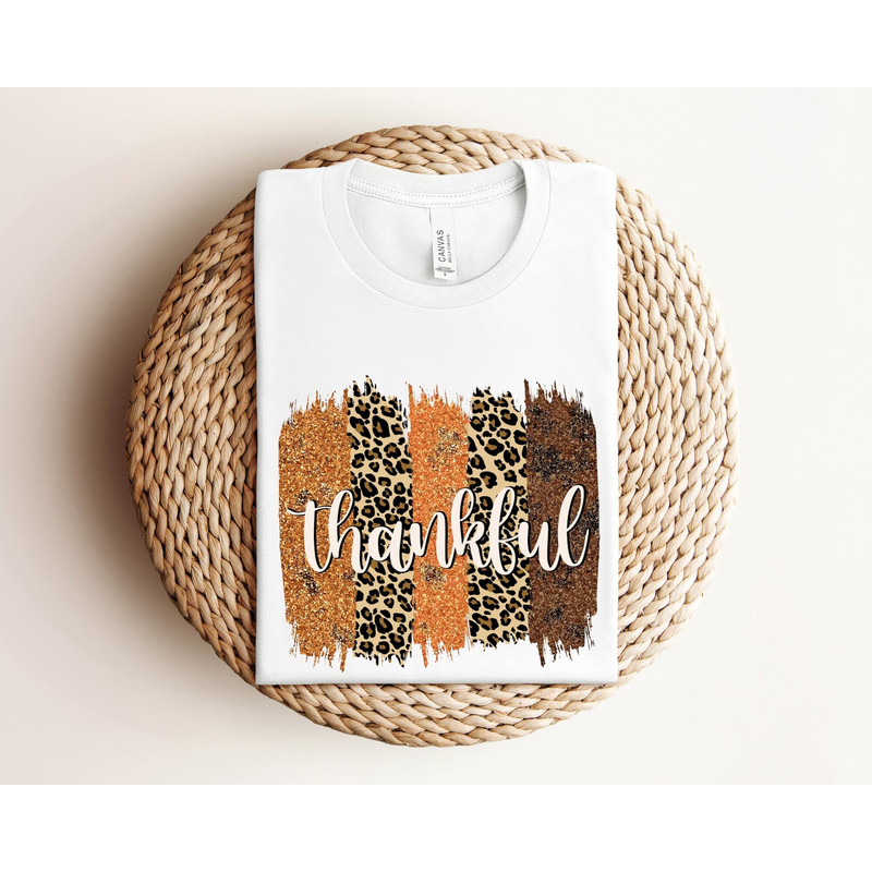 Thankful Leopard Print Shirt, Thanksgiving Shirt For Women, Mom Fall Shirt, Autumn Shirt for Women, Thanksgiving Dinner Shirt, Holiday Shirt.jpg