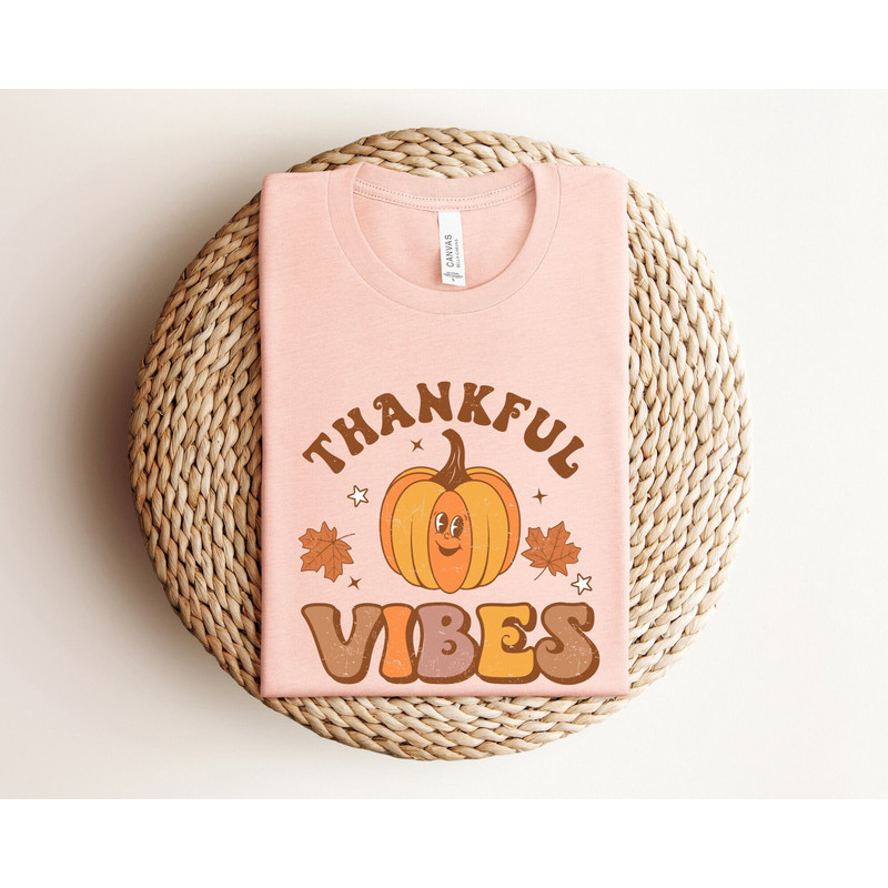 Thankful Vibes Shirt, Retro Thanksgiving Shirt,Thanksgiving Pumpkin Shirt, Thanksgiving Matching Shirt, Hippie Thanksgiving Shirt, Holiday.jpg
