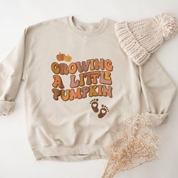 thanksgiving fall pregnancy announcement sweatshirt, funny pregnancy reveal sweatshirt, mom to be crewneck, cute baby fe