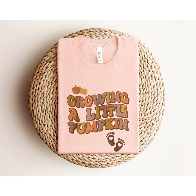 Thanksgiving Pregnancy Announcement Shirt, Growing A Little Pumpkin Shirt, Mom to Be Fall Shirt, Thanksgiving Baby Reveal Maternity Shirt.jpg