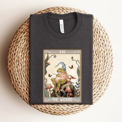 the wizard shirt, frog tarot card shirt, trendy goblincore clothing, witchy cottagecore shirt, tarot lover shirt, dark a