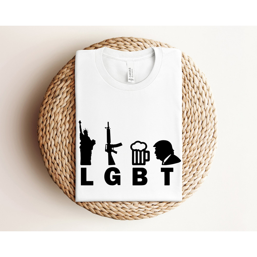 Trump 2024 Shirt, Funny LGBT Shirt, Patriotic Shirts, Liberty Gun Beer Trump Shirt, Patriotic Gifts, Donald Trump Shirt, USA Graphic Shirt.jpg