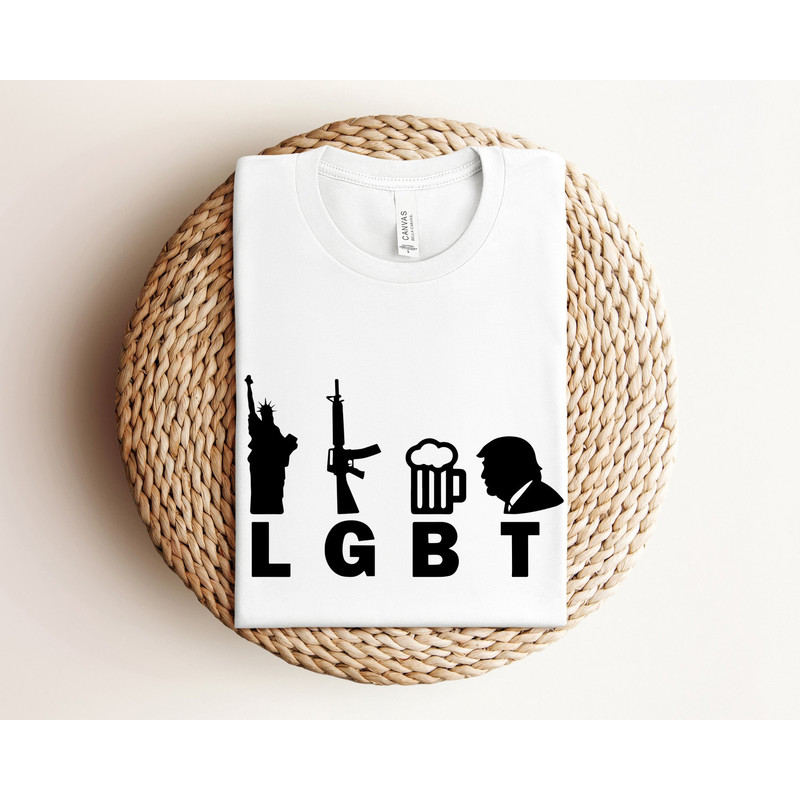 Trump 2024 Shirt, Funny LGBT Shirt, Patriotic Shirts, Liberty Gun Beer Trump Shirt, Patriotic Gifts, Donald Trump Shirt, USA Graphic Shirt.jpg