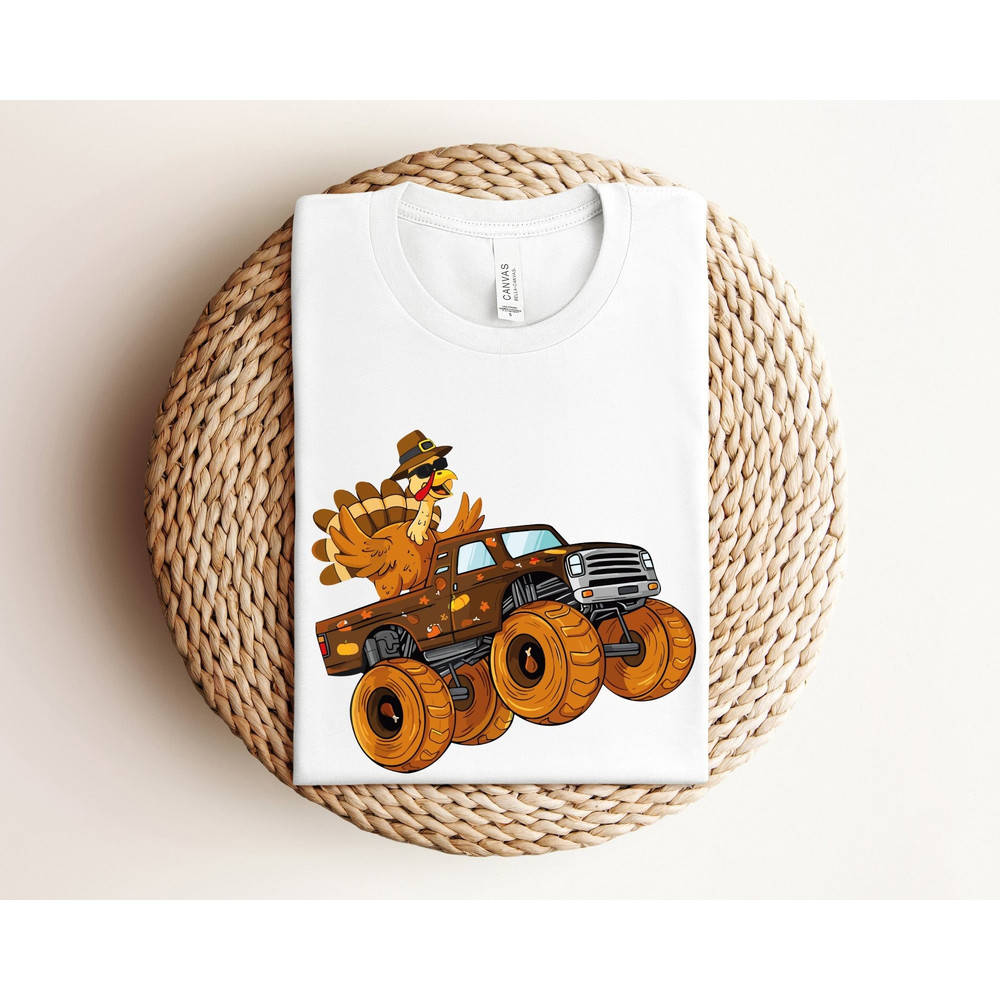 Turkey Monster Truck Toddler Shirt, Thanksgiving Kids Boy Shirt, Boys Thanksgiving Shirt, Turkey Toddler Shirt, Monster Truck Toddler Shirt.jpg