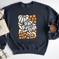 vintage flowers sweatshirt cottagecore autumn floral sweater, fall botanical crewneck, nature pullover, flower lover hoo