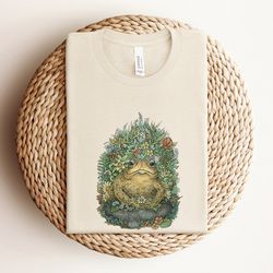 vintage frog shirt, cottagecore aesthetic shirt, floral frog shirt, goblincore shirt, light academia shirts, mushroom co