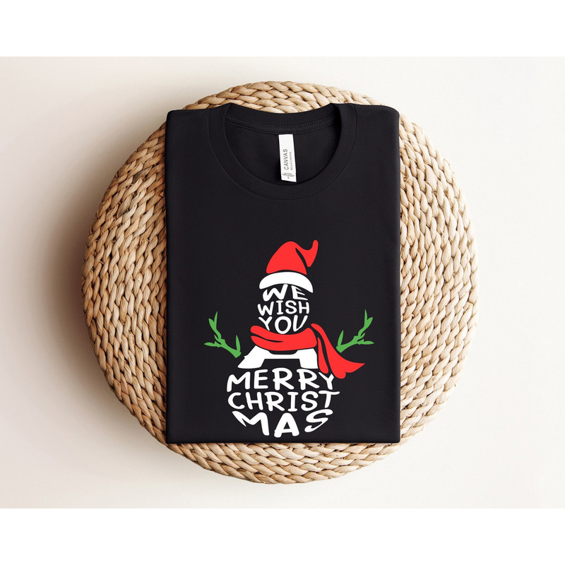 We Wish You a Merry Christmas Shirt, Christmas Shirt, Christmas Snowman Shirt, Holiday Shirt, Christmas Gift for Her, Gift for Christmas.jpg