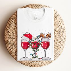 wine merry christmas shirt, wine glass santa hat shirt, christmas party shirt, funny christmas shirt, christmas shirt fo