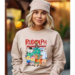 rudolph the red nosed reindeer christmas sweatshirt, vintage christmas movie shirt, rudolph xmas sweatshirt, rudolph chr