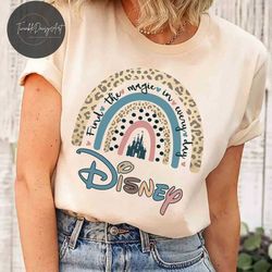 vintage retro disney castle rainbow shirts, find the magic in everyday wdw disneyland rainbow shirt, vintage disney cast