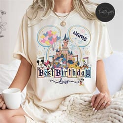 personalized mickey and friends best birthday ever shirt, disney birthday shirts, birthday matching tee, retro wdw bday