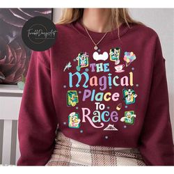 the magical place to race sweatshirt, mickey & friends run disney 2024 shirt, run disney marathon shirt, wdw disneyland