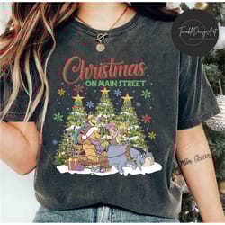 winnie the pooh christmas on main street shirt, disney christmas tee, the most wonderful time of the year, pooh christma