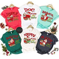 seven dwarfs christmas shirts, dopey grumpy sneezy bashful sleepy happy doc is the new merry, disney christmas matching