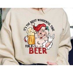 it's the most wonderful time for a beer shirt, christmas beer squad shirt, santa drinking beer shirt, christmas party, c