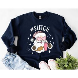 christmas santa sleigh sweatshirt, santa claus shirt, merry xmas tee, ho ho ho santa shirt, retro santa shirt, classic c