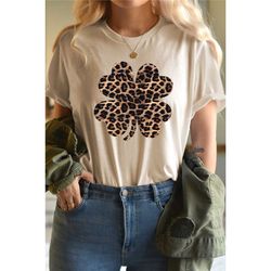 leopard shamrock tshirt, lucky sweatshirt ,shamrock sweater,st patrick's women shirt,clover shirt,st patrick's day sweat