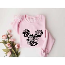 disney floral sweatshirt,flower mickey ear t-shirt,garden lover shirt,mom gift tee, women's disney shirt, floral women's