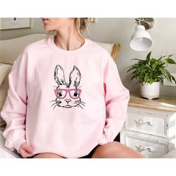 easter bunny with glasses sweatshirt,bunny with glasses shirt,kids easter sweat,cute easter sweat,easter day shirt for w