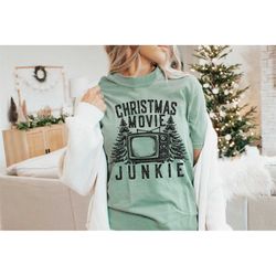 christmas movie junkie, direct to film, ready for press heat transfers, dtf transfer ready to press