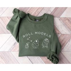 star wars droids sweatshirt, r2-d2 c-3po sweatshirt, roll models robot sweatshirt, creative design sweatshirt, graphic r