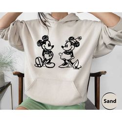 sketch mickey and minnie sweatshirt, simple disney sweatshirt, disney unisex shirt, mickey ears, disney couple sweater,