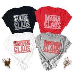 checkered claus christmas family shirt, mama claus daddy claus shirt, holiday family sweatshirt, family christmas shirt,