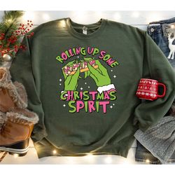 retro rolling up some christmas spirit shirt, funny christmas sweatshirt, holiday party 2023 sweater, funny christmas ho