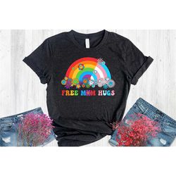 free mom hugs shirt, proud mom apparel, rainbow gay pride t-shirt, lgbt proud parent shirt, equality gifts, rainbow hear