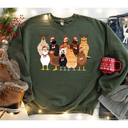funny chicken christmas shirt, farm animal christmas sweatshirt, chicken lover sweater, christmas chicken crewneck, chri