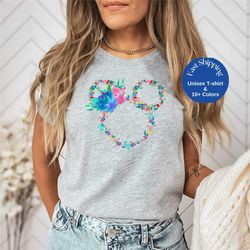 women floral mickey,women mickey ears,disney women shirt,floral ears shirt, disney shirt,disney world tee,shirt for wome