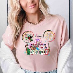 mickey ears castle christmas shirt, disney magic castle christmas shirt, disney trip shirt, disneyland mouse, and friend