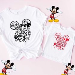 this girl runs on snack and magic,mickey mouse ears, disneyworld shirts family, mickey mouse shirts, woman disneyland sh