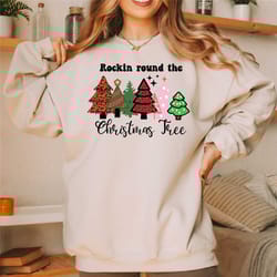 rockin around the christmas tree sweatshirt, christmas sweatshirt, holiday gft, christmas design, western christmas,hol