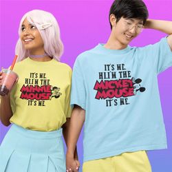 it's me hi i'm the minnie mouse and mickey mouse , mickey and minnie matching t-shirt for couples , disney shirt for dis