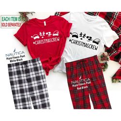 christmas buffalo plaid pajamas, christmas crew pajamas, christmas eve pajamas, cute christmas sleepwear