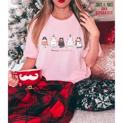 cute christmas shirt, christmas cat pajamas, merry christmas pjs, meowy cat christmas gift, christmas gift for cat mom,