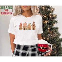 cute christmas gingerbread houses, christmas eve pajamas, christmas gift, family christmas pajamas