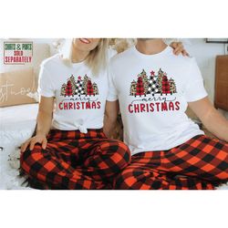 christmas buffalo plaid pajamas, 2023 merry christmas shirts pajamas, christmas eve pajamas, matching family pajamas, fa