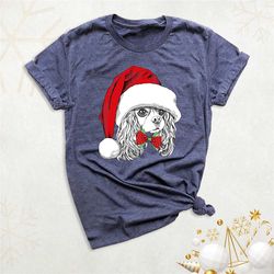 christmas poodle dog shirt, christmas dog with bow tie shirt, dog with santa hat, christmas dog tee, sweet xmas dog shir