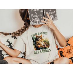 even baddies get saddies funny cat meme shirt, ironic tshirt, funny mental health shirt, anxiety relief funny shirt, cat